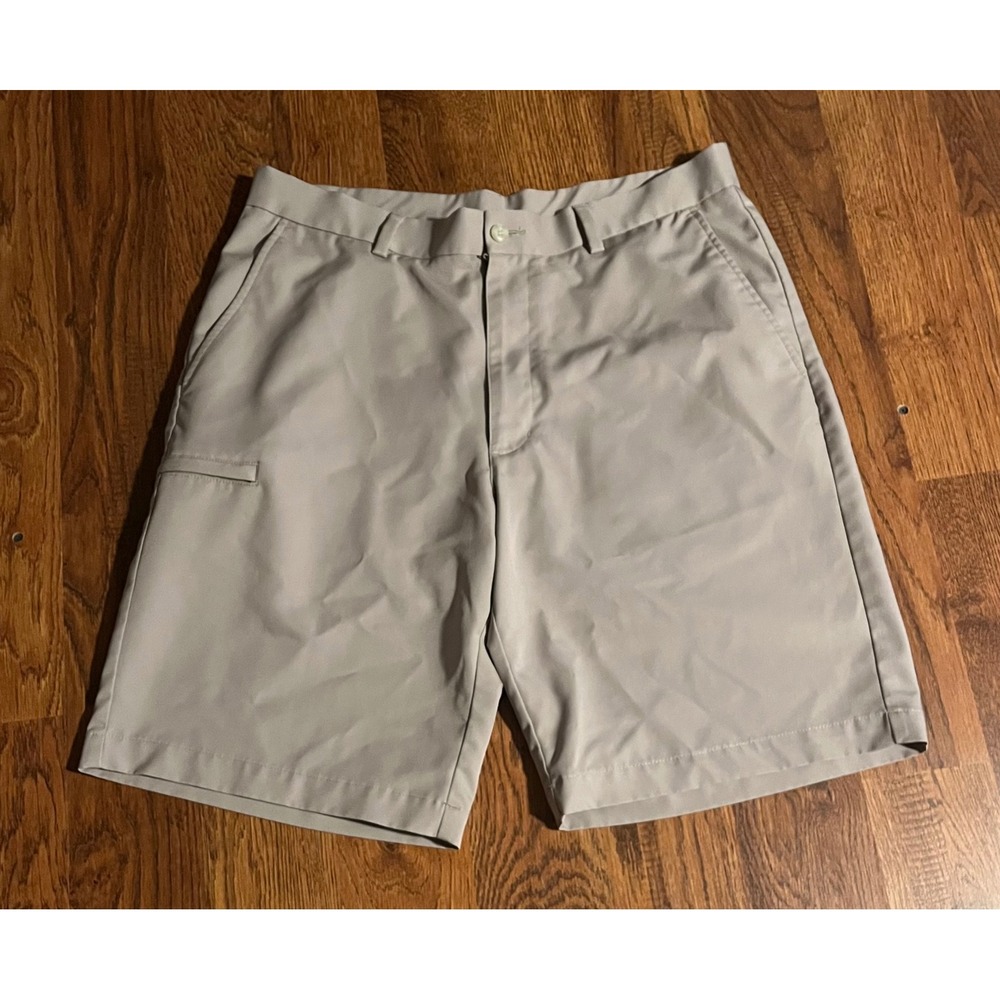 Grand Slam Performance Mens Golf Shorts Tan Khaki Size 34 Flat Front Athletic